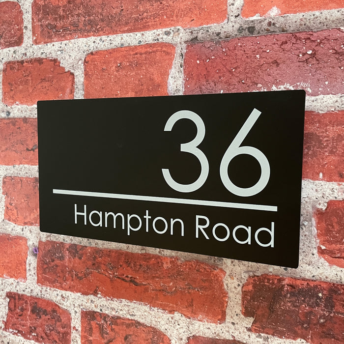 Large Spectrum House Number Sign Floating Style Door Name Plaque - Black