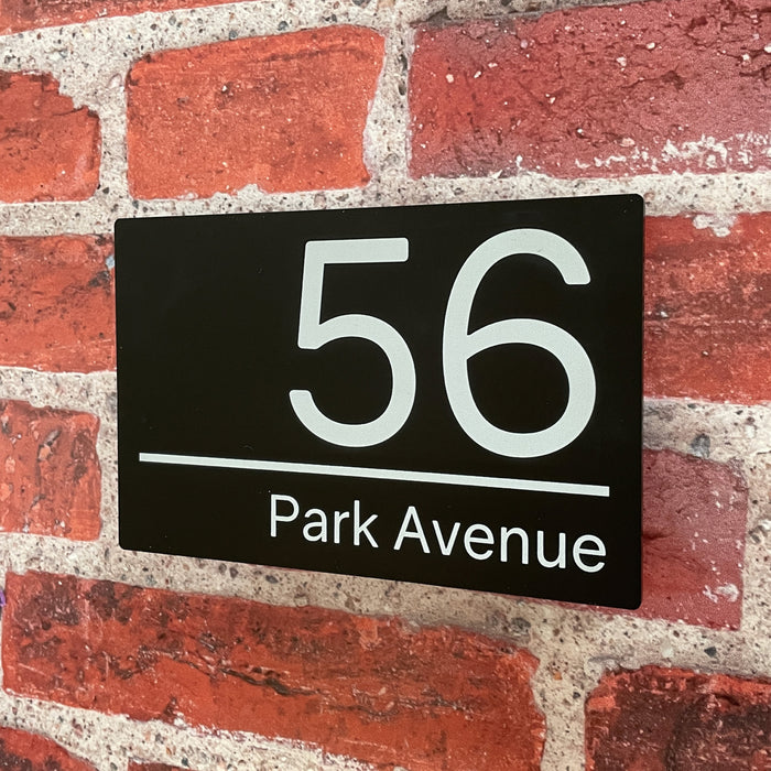 Spectrum House Number Sign Rectangle Floating Style Door Name Plaque - Black