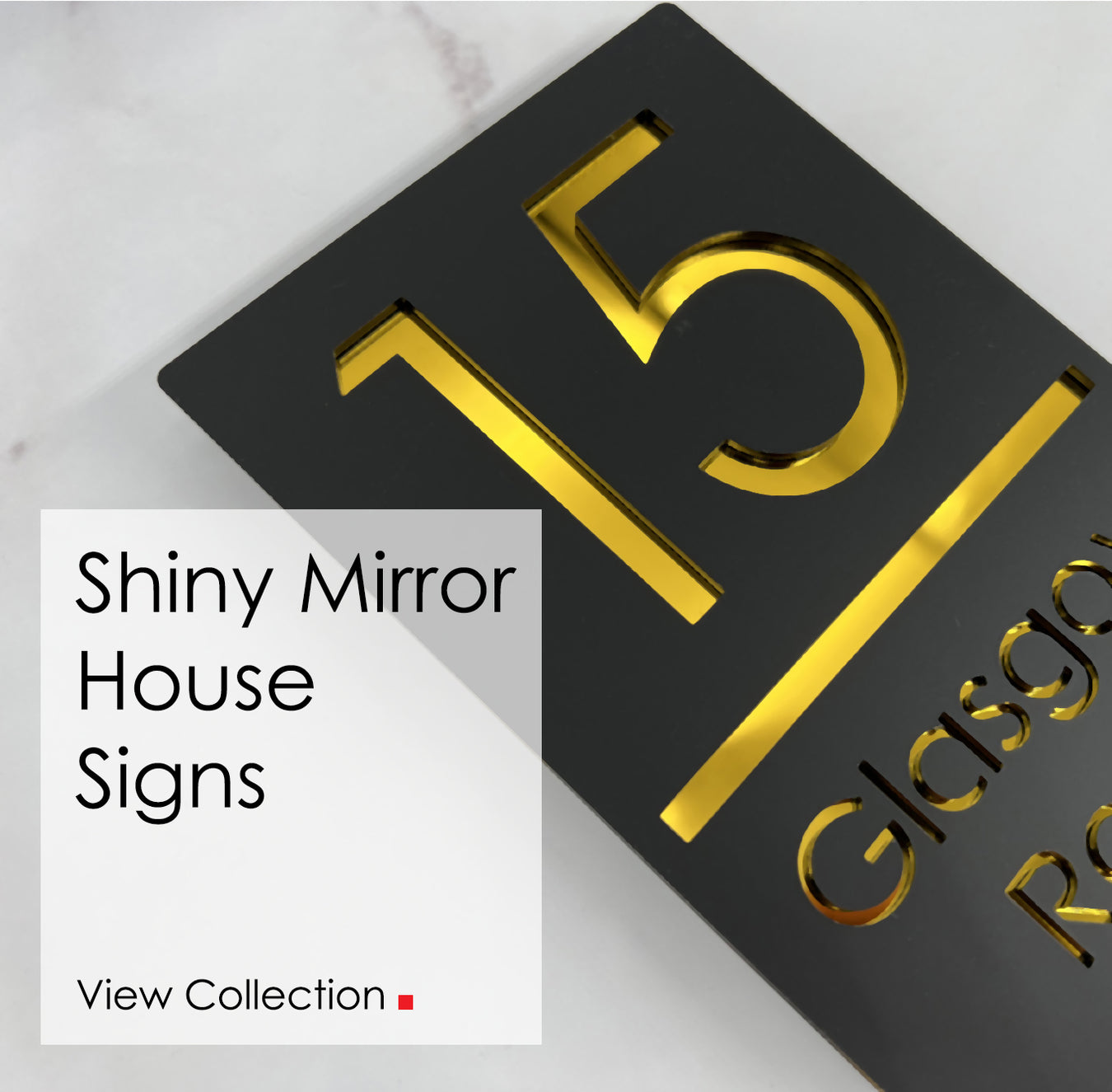 shiny mirror house signs