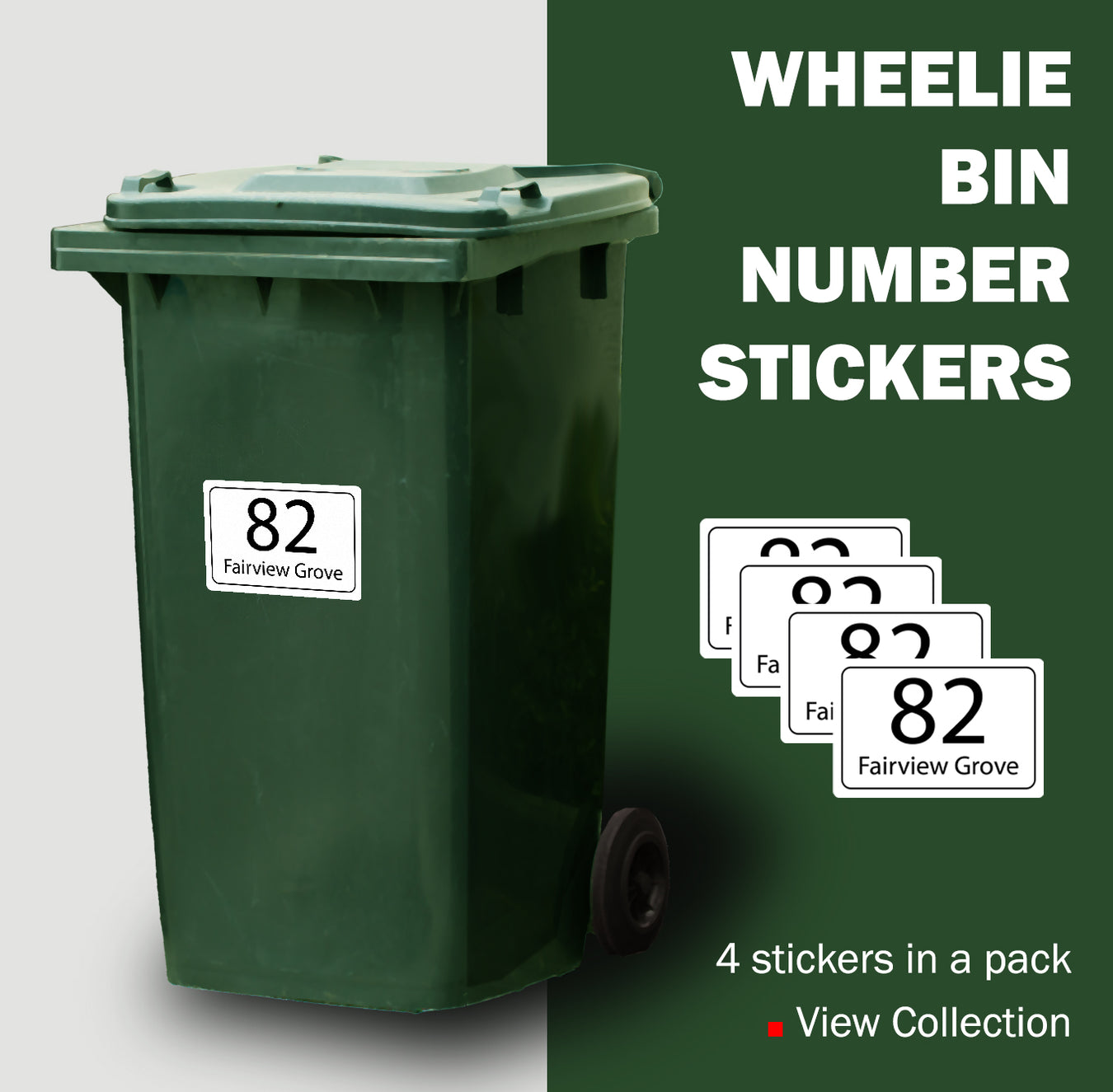 collection of wheelie bin number stickers