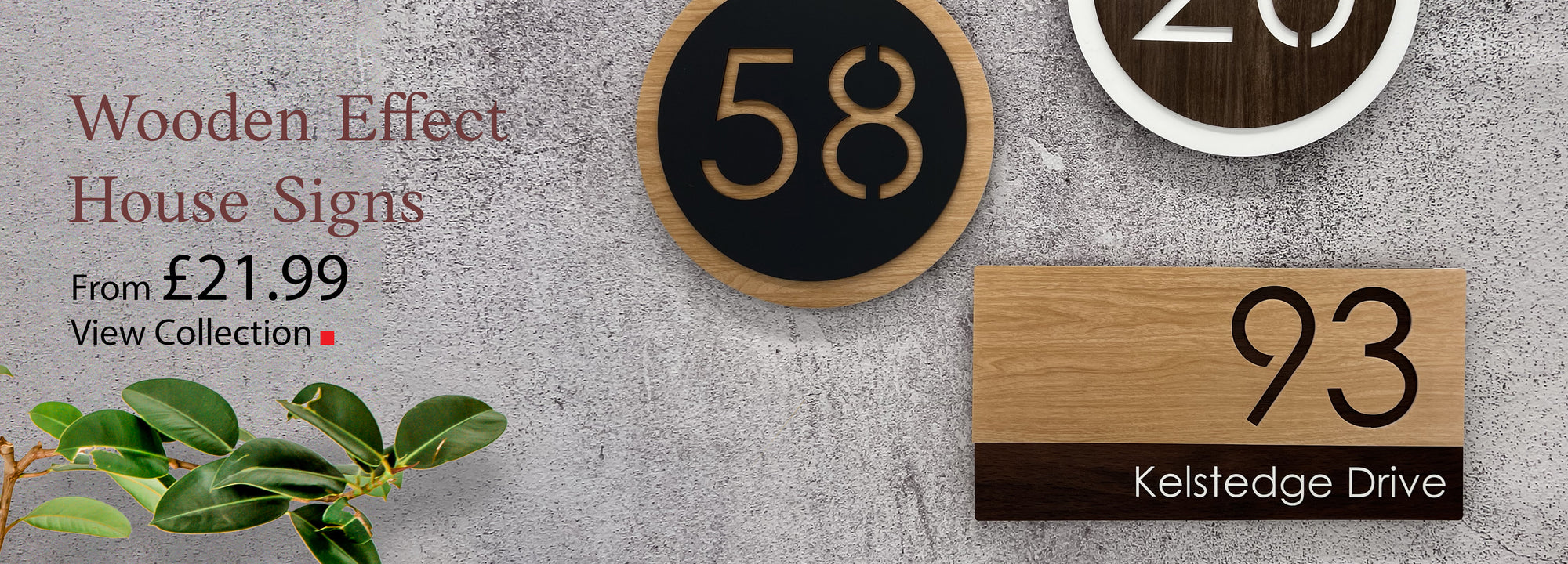 wooden effect house signs