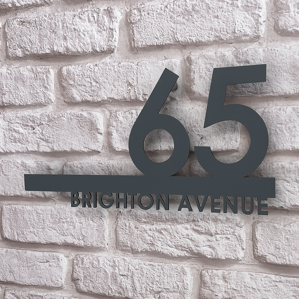 Elysium House Number Sign Laser Cut Door Name Plaque - Grey — Perfect ...