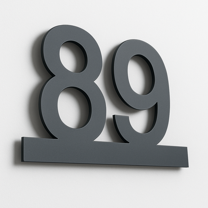 Moda House Number Signs Floating Style Door Name Plaque - Grey