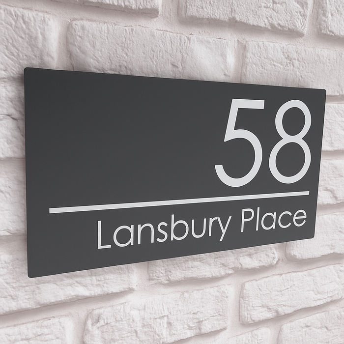 Large Spectrum House Number Sign Floating Style Door Name Plaque - Grey
