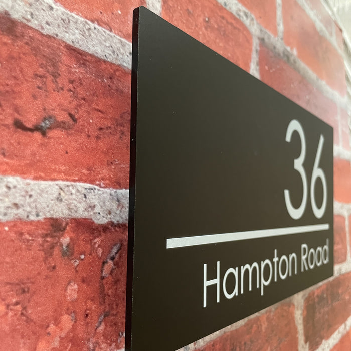 Large Spectrum House Number Sign Floating Style Door Name Plaque - Black