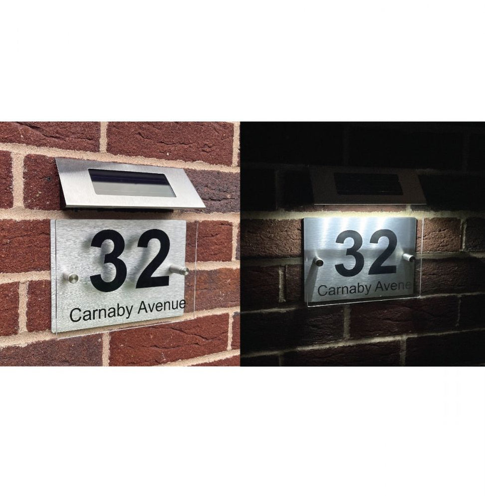 Prestige Solar House Number Signs With Solar Light Rectangle Bold Styl