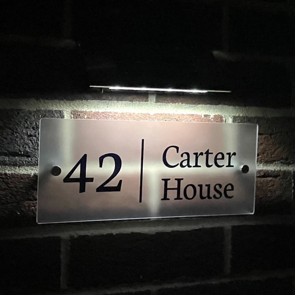 Large Frosted Solar House Number Signs With Solar Light Left Style 2 D ...