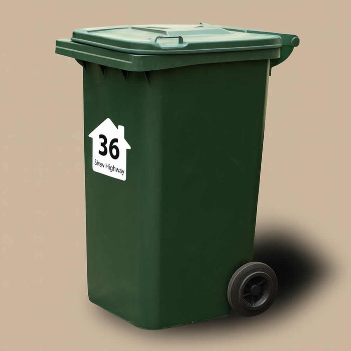 Extra Large House Shape Wheelie Bin Number Stickers 190mm x 180mm - 3 Packs