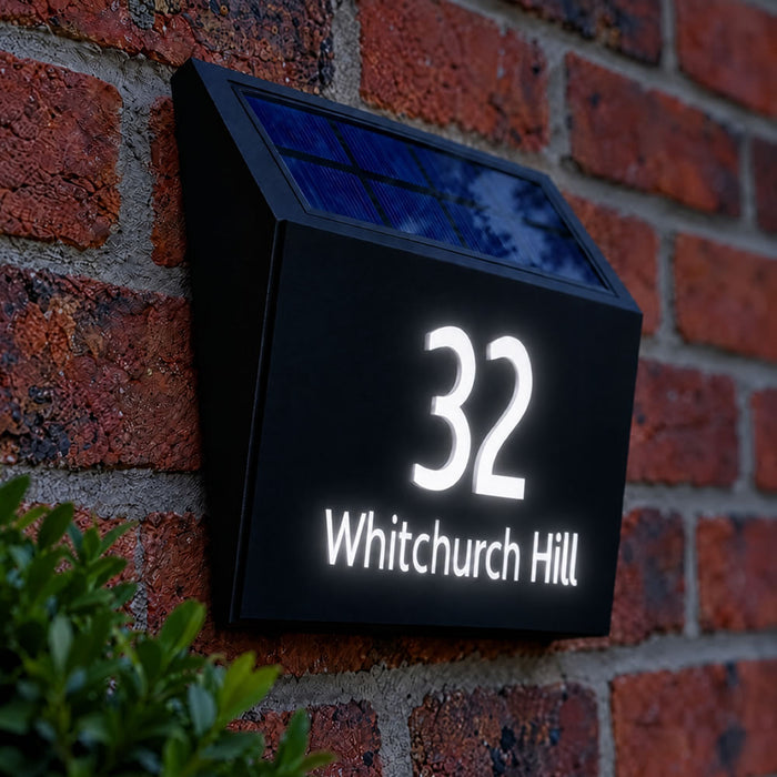 Dusk House Number Sign with Solar Light - Illuminated Door Number Plaque