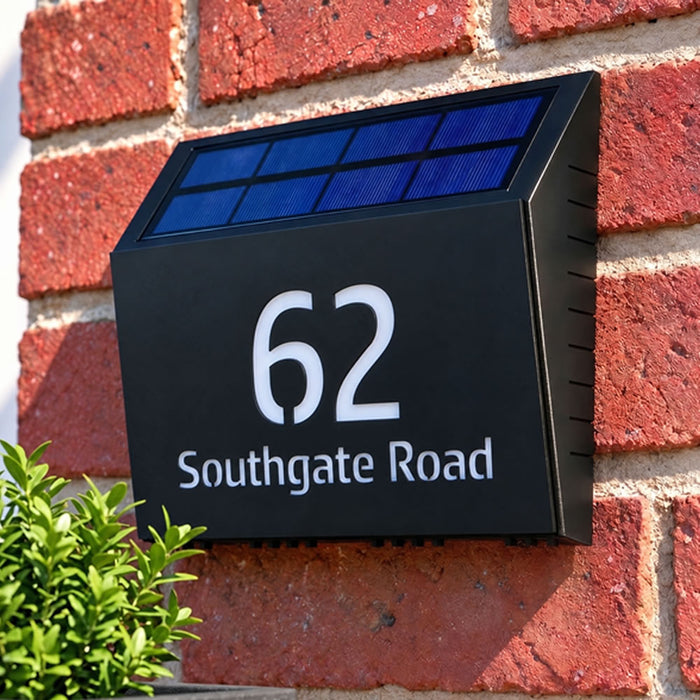 Dusk House Number Sign with Solar Light - Illuminated Door Number Plaque