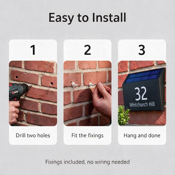 Dusk House Number Sign with Solar Light - Illuminated Door Number Plaque