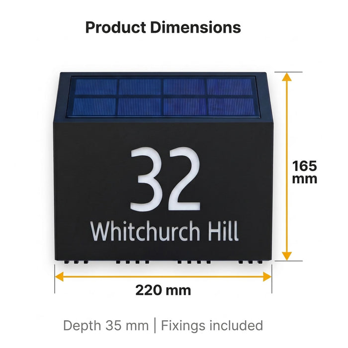 Dusk House Number Sign with Solar Light - Illuminated Door Number Plaque