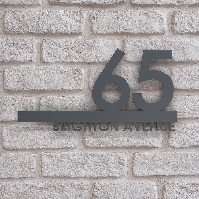 Elysium House Number Sign Laser Cut Door Name Plaque - Grey