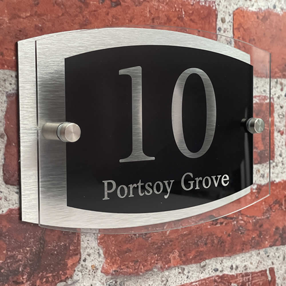 Prestige Curve Black House Number Signs Door Name Plaque — Perfect ...