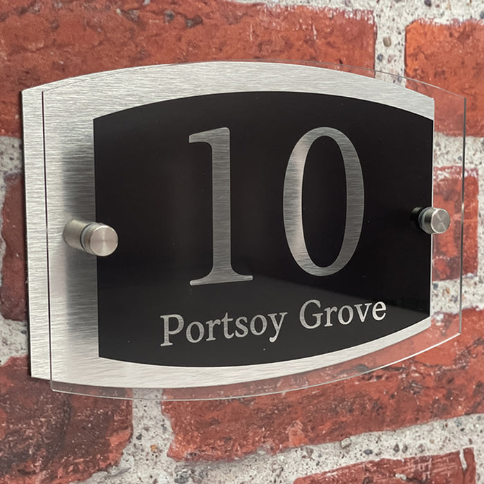 Prestige Curve Black House Number Signs Door Name Plaque