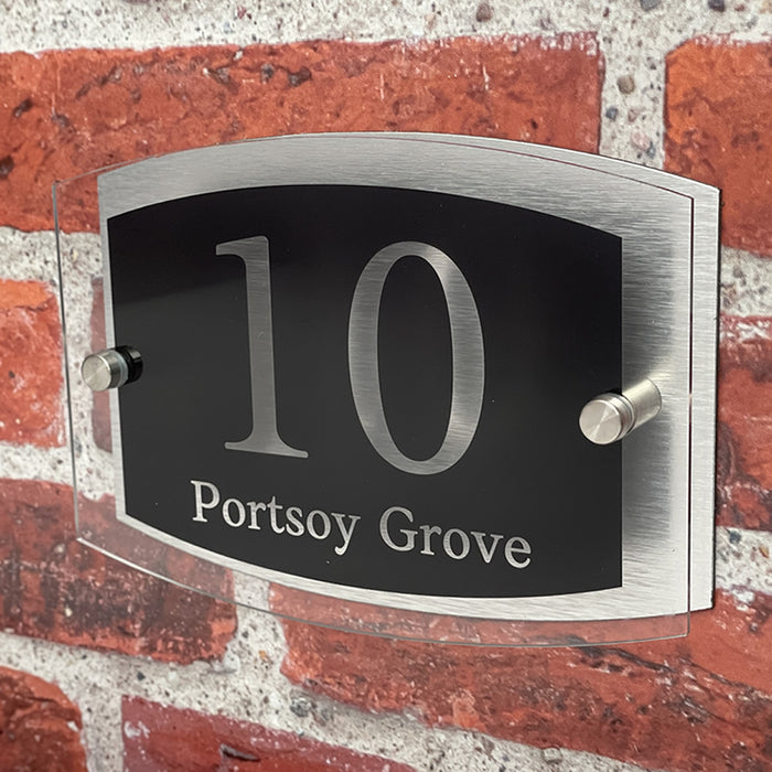 Prestige Curve Black House Number Signs Door Name Plaque