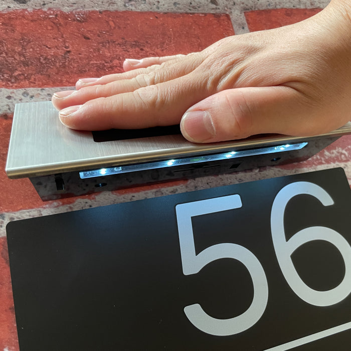 Spectrum Solar House Number Sign With Solar Light Door Name Plaque - Black