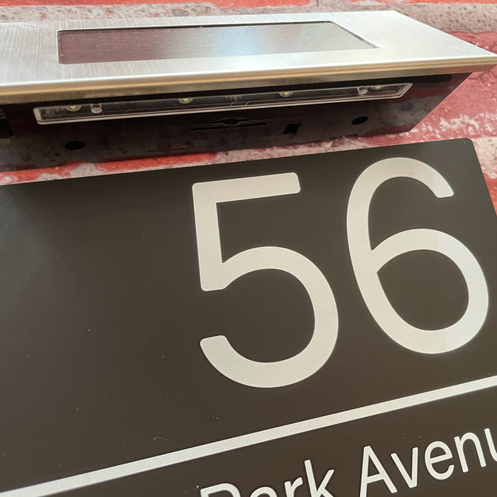 Spectrum Solar House Number Sign With Solar Light Door Name Plaque - Black