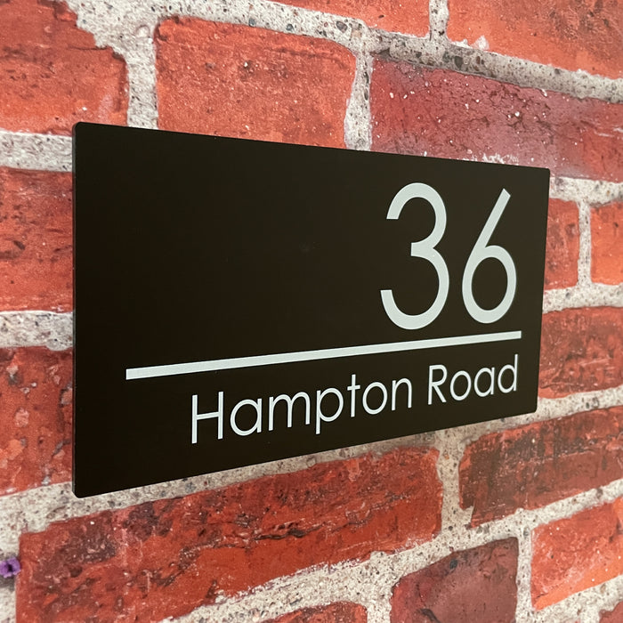 Large Spectrum House Number Sign Floating Style Door Name Plaque - Black