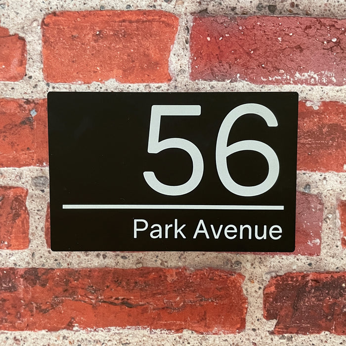 Spectrum House Number Sign Rectangle Floating Style Door Name Plaque - Black