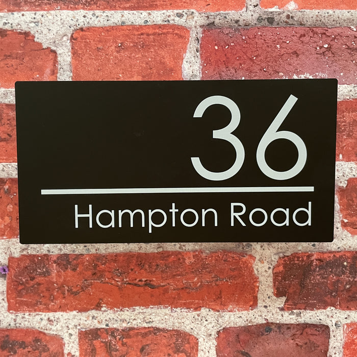 Large Spectrum House Number Sign Floating Style Door Name Plaque - Black