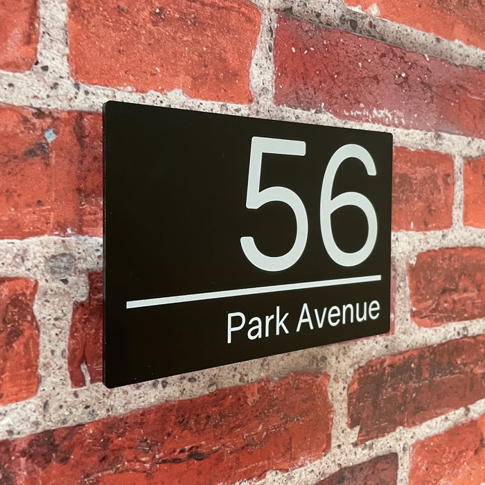 Spectrum House Number Sign Rectangle Floating Style Door Name Plaque - Black