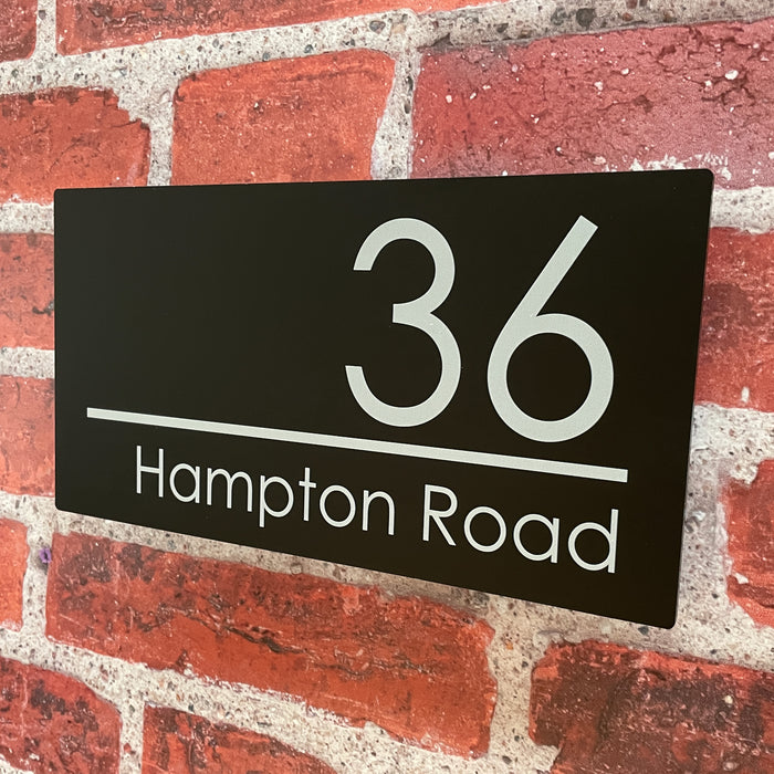 Large Spectrum House Number Sign Floating Style Door Name Plaque - Black