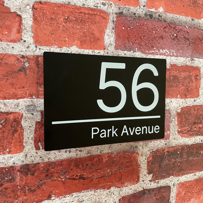 Spectrum House Number Sign Rectangle Floating Style Door Name Plaque - Black
