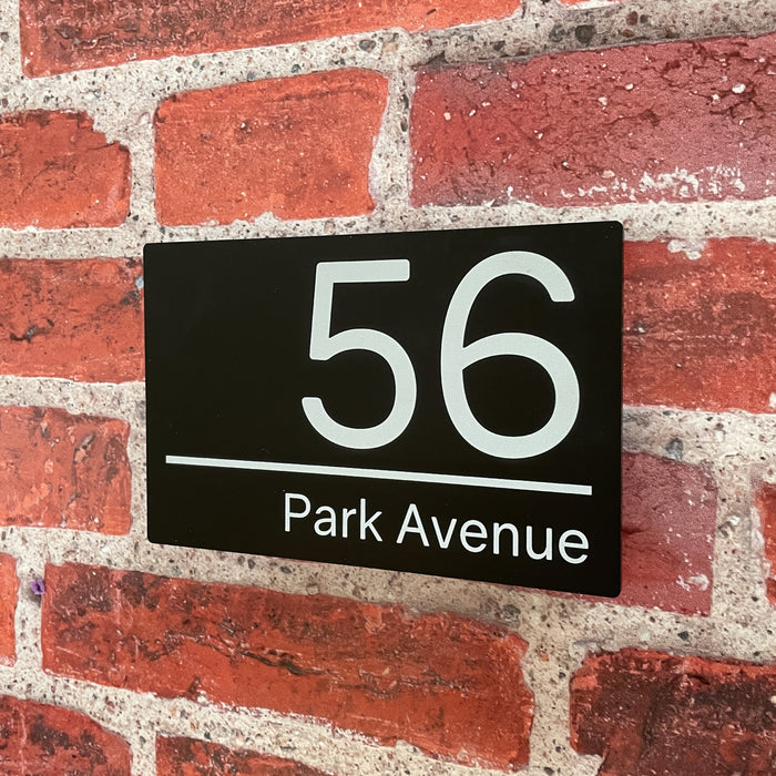 Spectrum House Number Sign Rectangle Floating Style Door Name Plaque - Black