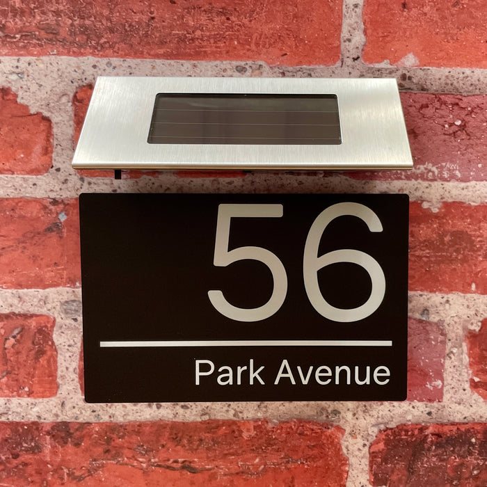 Spectrum Solar House Number Sign With Solar Light Door Name Plaque - Black
