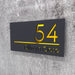 laser cut house number sign with gold mirror text