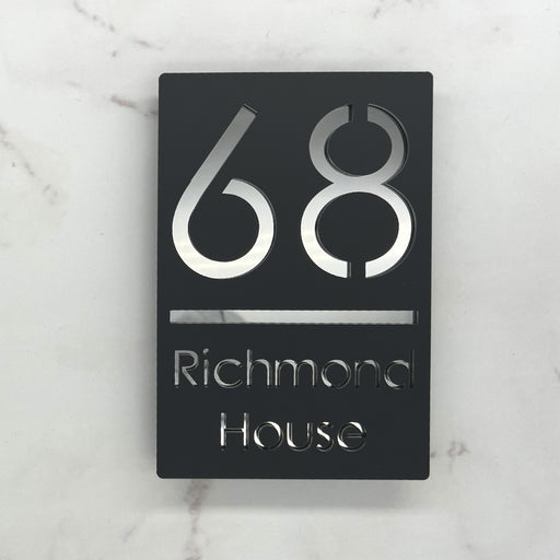 laser cut house sign with silver mirror finish