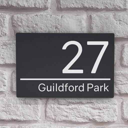 grey acrylic house number sign