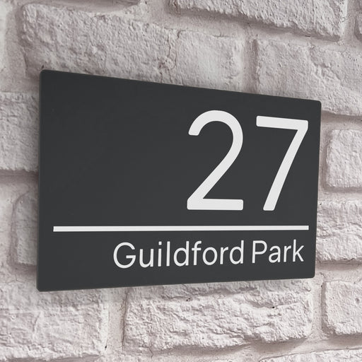 grey acrylic house number sign