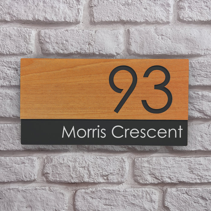 house sign with pinewood effect