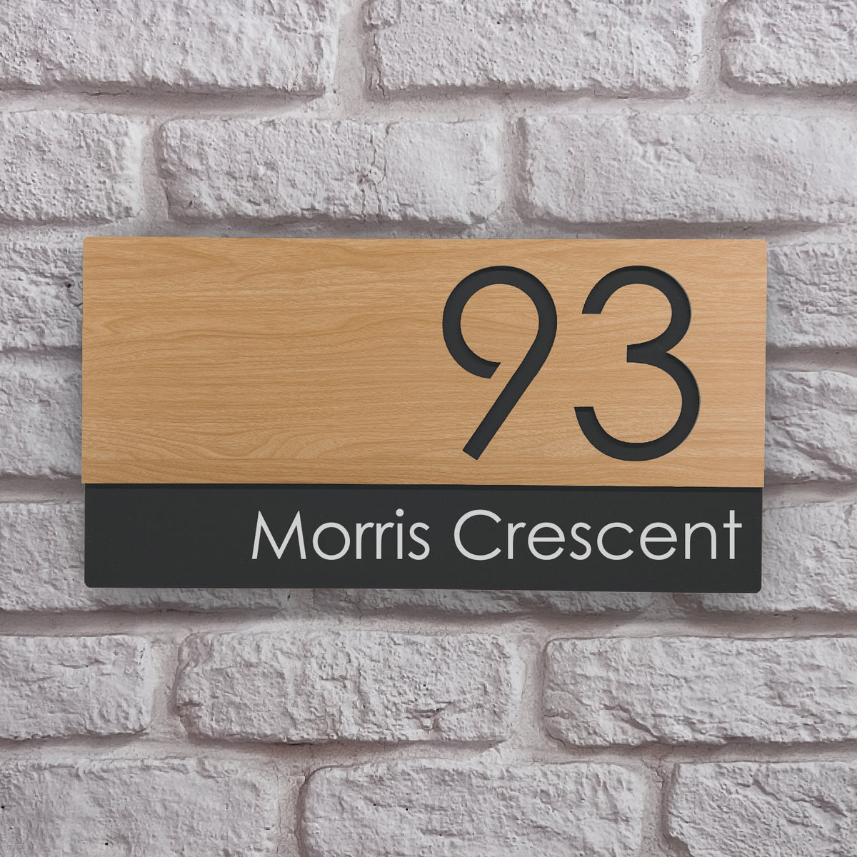 LuxeCuts House Number Sign Floating Wooden Style Door Name Plaque Gr