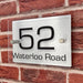 rectangle house number sign with brushed aluminium back panel