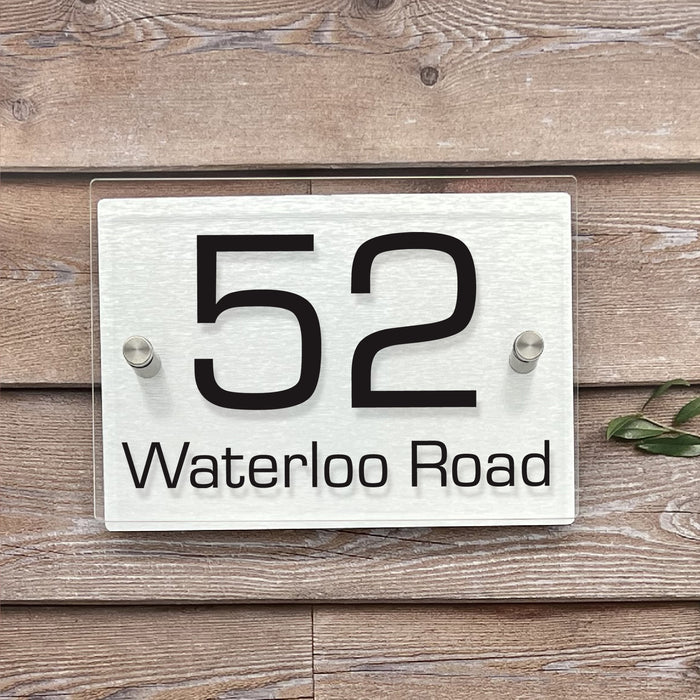 rectangle house number sign with brushed aluminium back panel