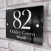 house number sign in high black gloss