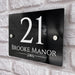 house number sign in high black gloss