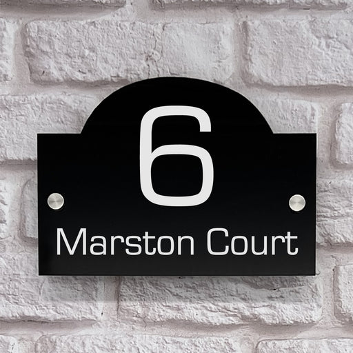 house number sign in high black gloss