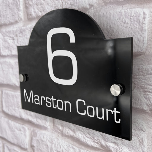 house number sign in high black gloss