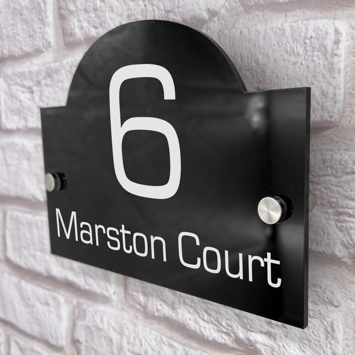 house number sign in high black gloss